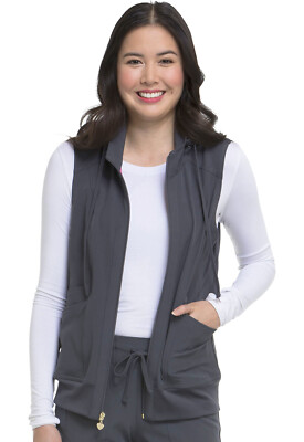 Heart Soul Scrubs Zip Front Vest HS500 PEWH Pewter Free Shipping
