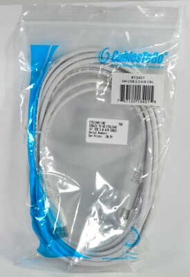 Cables to Go USB 2.0 A-B cable, 5M (approx. 16'), ideal for printer/scanner. NEW