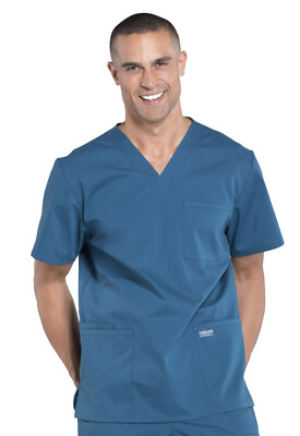 Scrubs Cherokee Workwear Men Tall V Neck Top WW695T CAR Caribbean Free Shipping