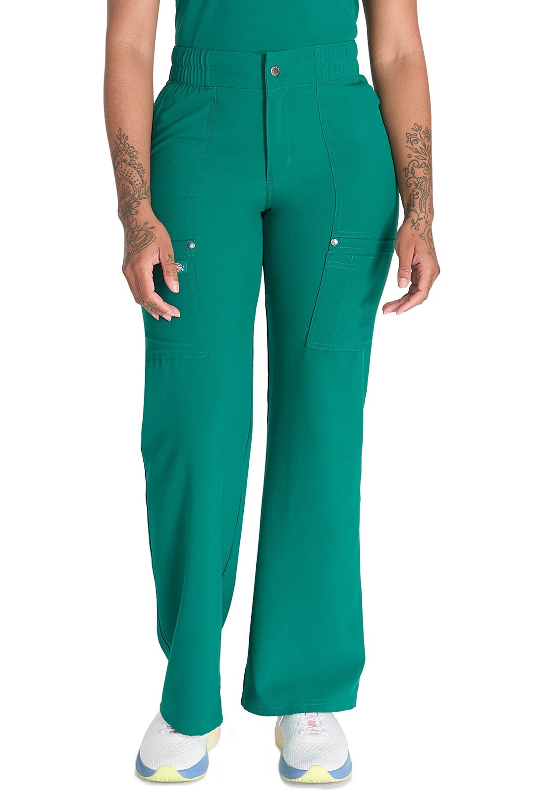 Dickies Women's Scrubs Mid Rise Zip Fly Wide Leg Cargo Pant