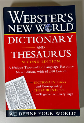 Webster's New World Dictionary and Thesaurus, 2nd Edition - NEW