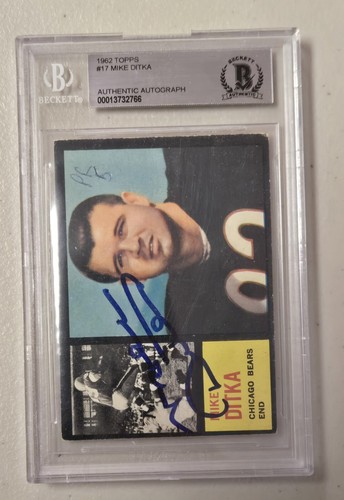 Mike Ditka Signed 1962 Topps #17 Rookie Card Chicago Bears