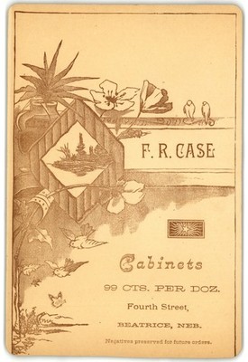Cabinet Card Circa 1890s F.R. Case Family Group Outside Beatrice Nebraska — additional view