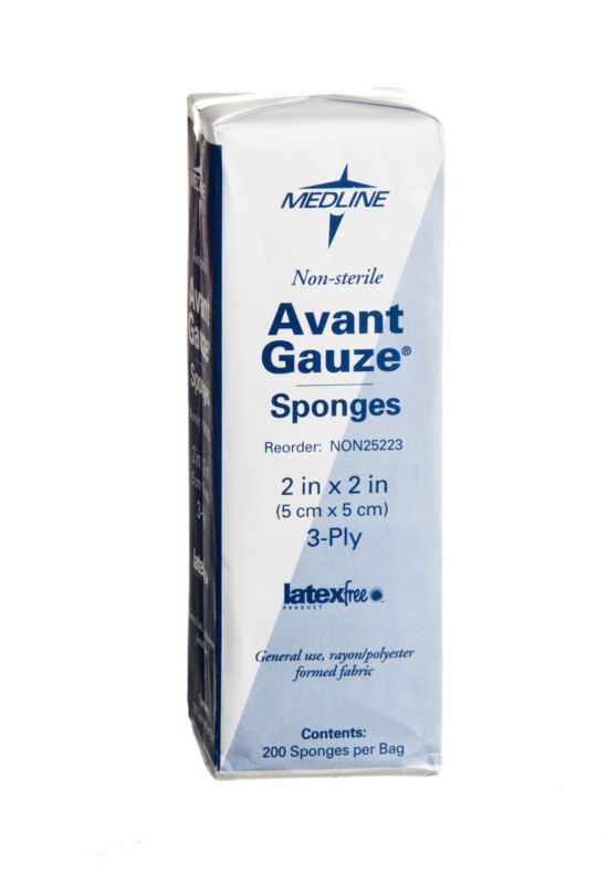 Medline Avant Gauze Non-Woven Sponge, 2" x 2", 3 Ply, Case of 5000 - NON25223