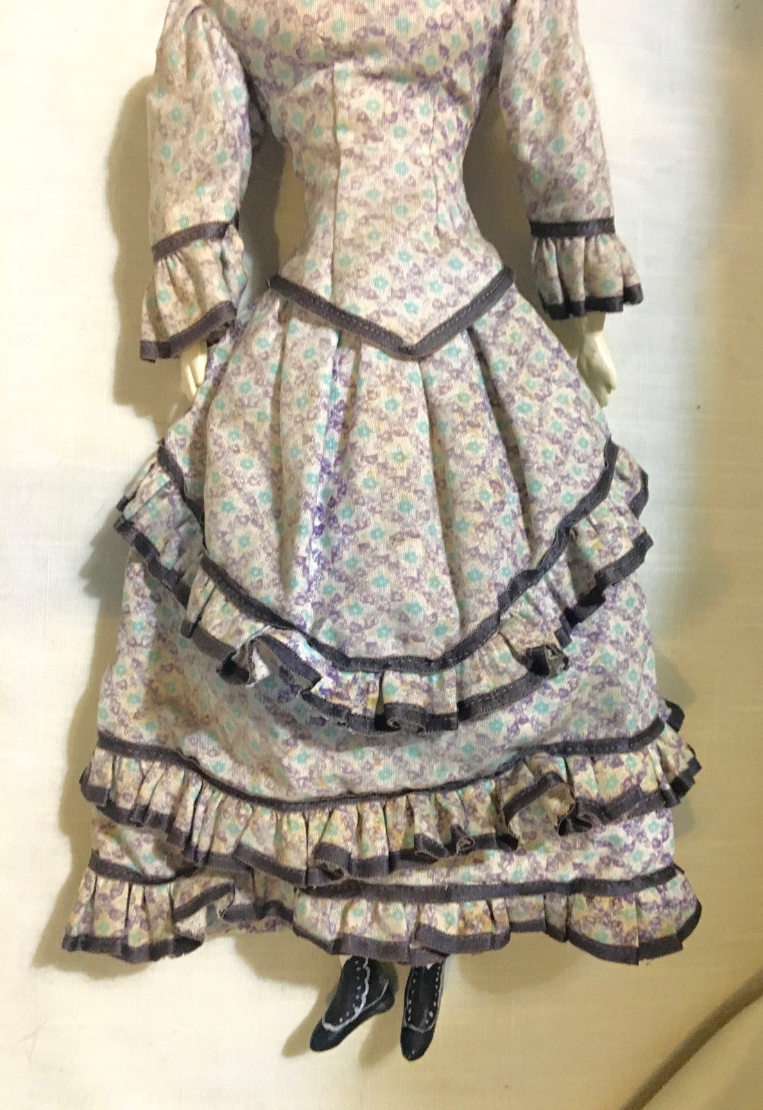 Antique Paper Mache or Composition Doll, Glass Eyes, Original Outfit -18-1/2 