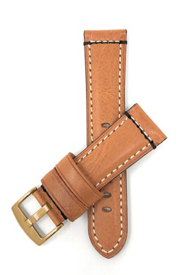 24mm Double Stitch Leather Watch Strap for Breitling Aero Classic