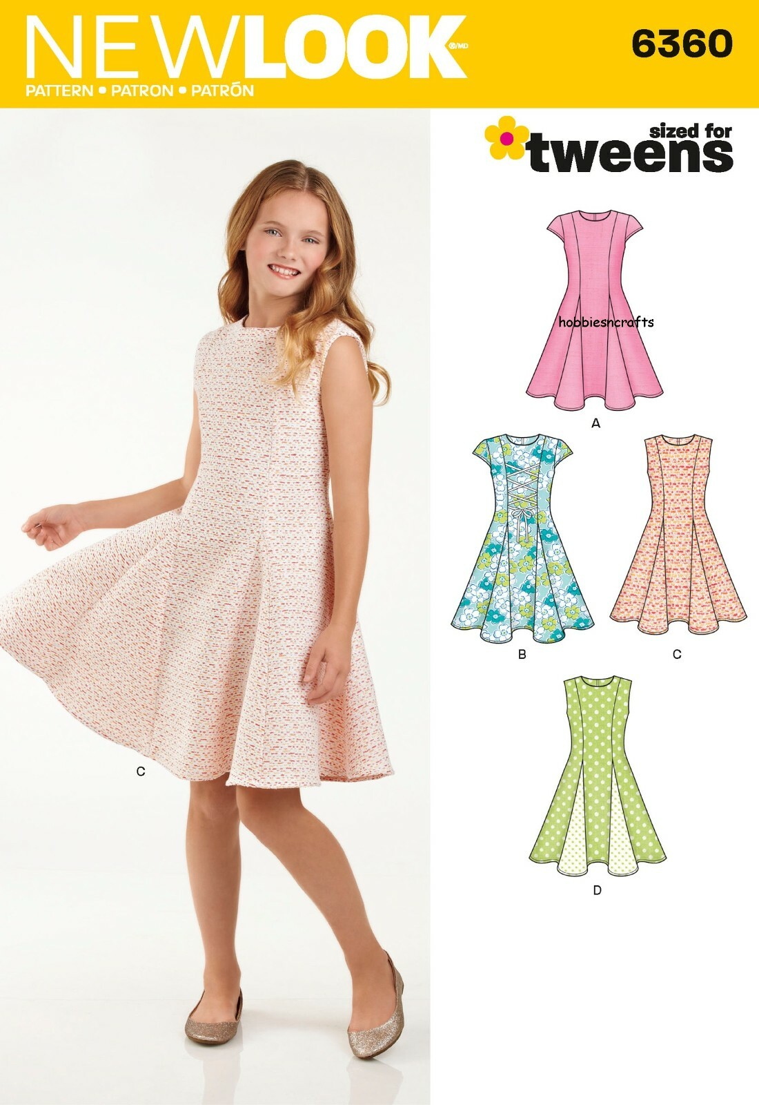 NEW LOOK 6360 GIRLS DRESS Sewing pattern Sized for Tweens