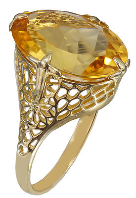 Pre-owned Knr 14k Yellow Gold Oval Cut Yellow Citrine Art Deco Style Ring Bridal Bridal 8.00ct