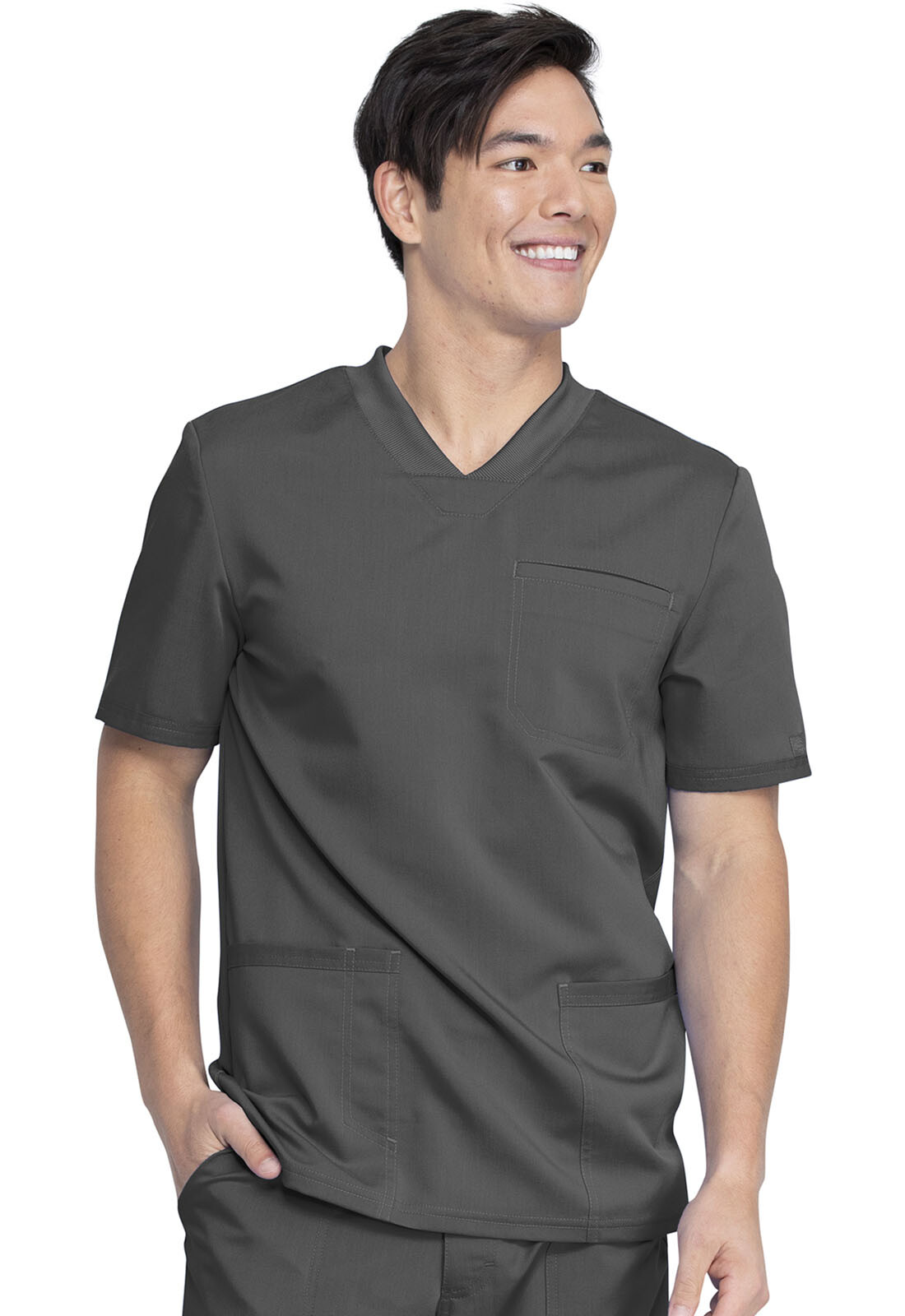 Dickies Scrub Men's Balance V-Neck Top DK845 PWT Pewter Free