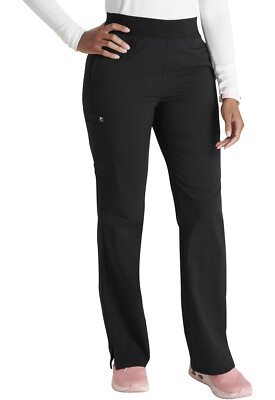 Cherokee Scrubs Mid-Rise Pull-On Straight Leg Pant CK136A BLK Black Free Ship