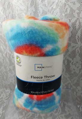 Mainstays Throw Blanket Fleece Tie Dye 50 x 60 Blue Red Americana 2021 New