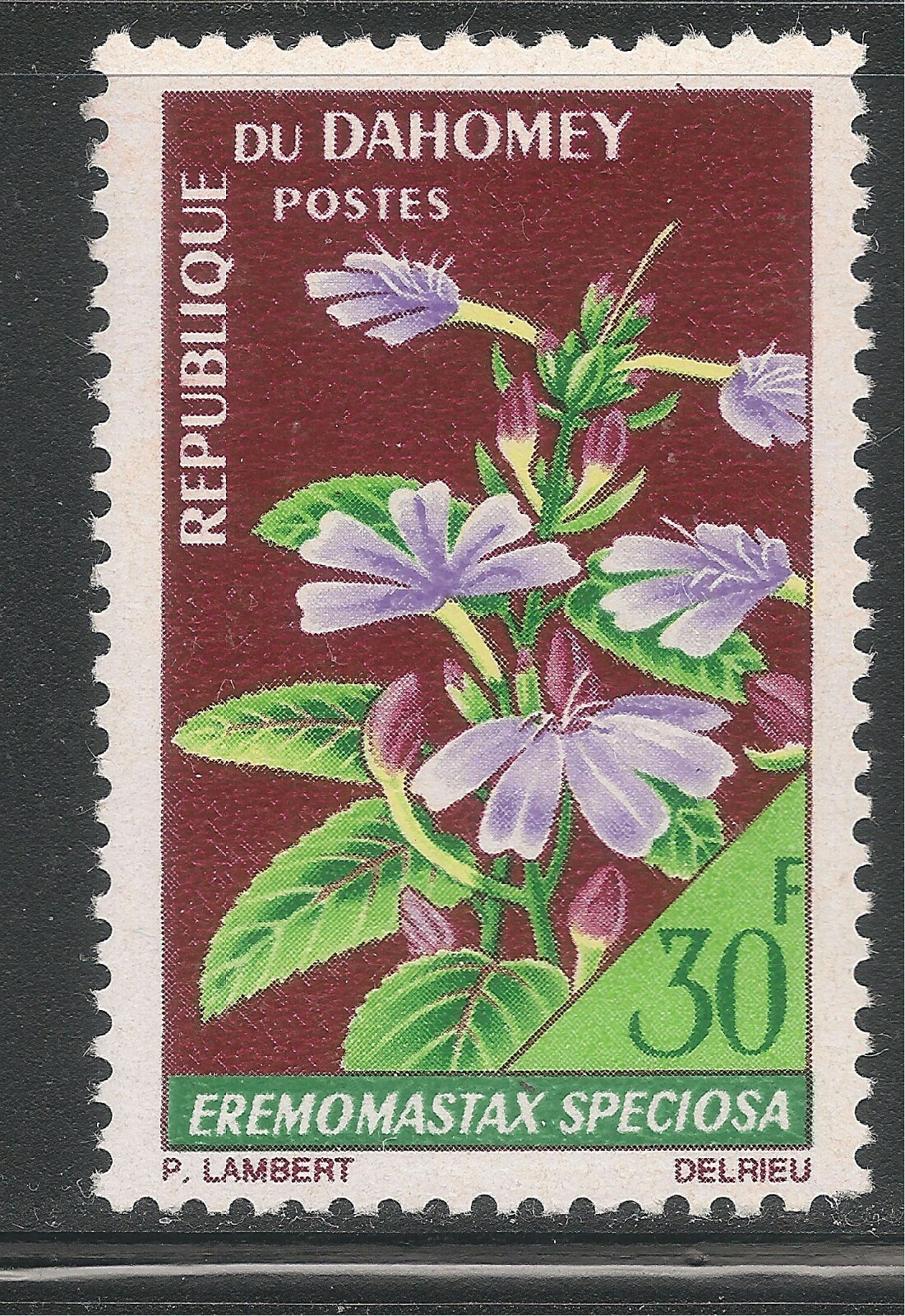 ミチマツページ　ローズ&ペパーミント Dahomey #231 (A38) VF MNH - 1967 30fr Eremomastax Speciosa