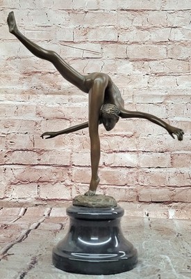NEW $300 GYMNAST Sports Athlete Girl Bronze statue Athletic sculpture legs back