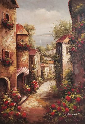 Tuscan Village #4D-4,  36x24 -100% Hand painted Oil Painting on Canvas