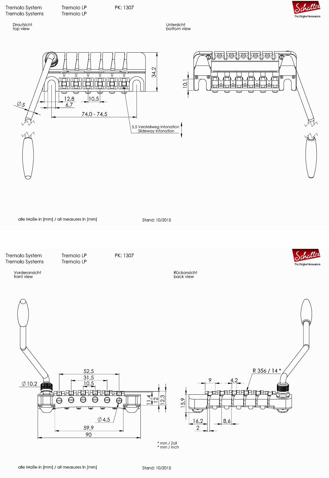 Tremolo Schaller Original Les PaulGuitar Right Chrome SC535742