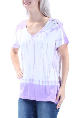 

STYLE - COMPANY Женская фиолетовая футболка Tie Dye с короткими рукавами и V-образным вырезом Размер, Фиолетовый