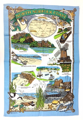 Vintage Norfolk England Cloth Map Fabric Large Wall Art Decor Hanging FAST SHIP