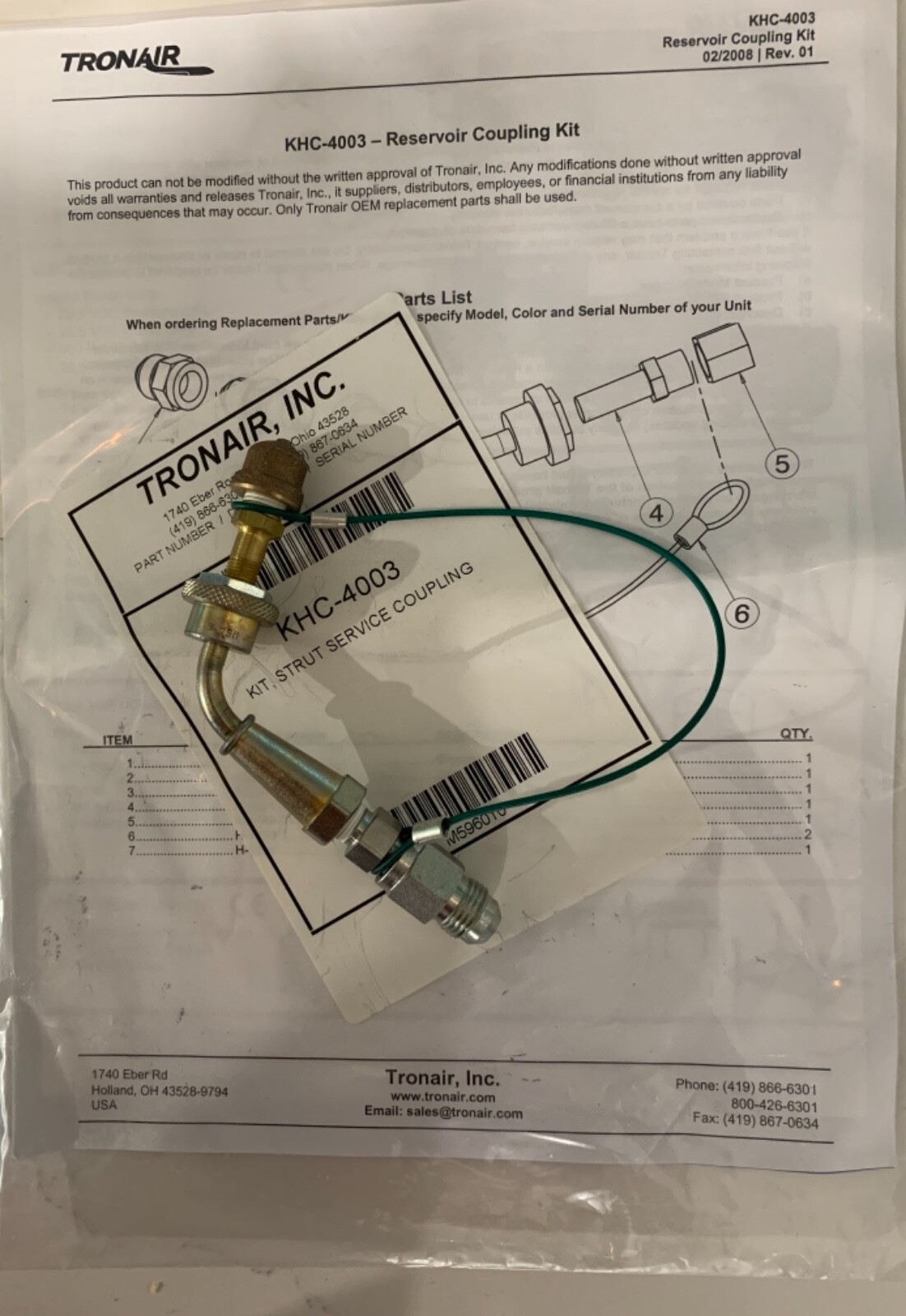 KHC-4003 strut service coupling kit, reservoir coupling kit KHC4003