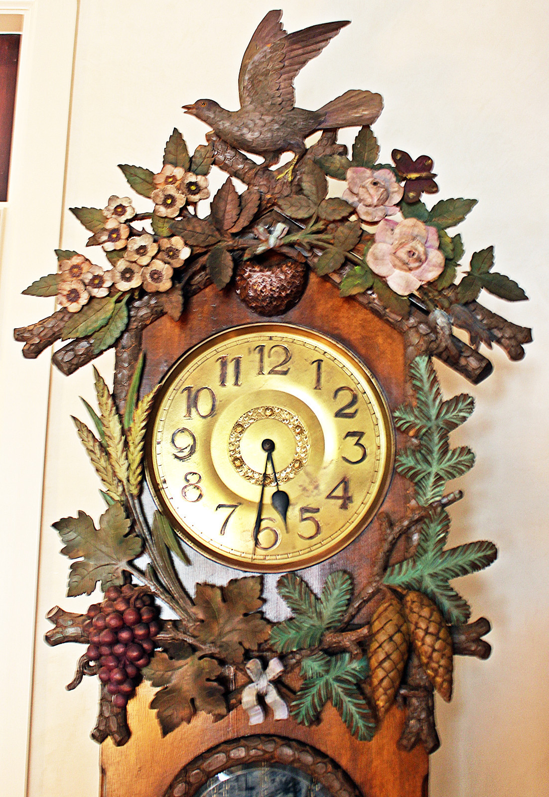 Black Forest 19th c. Carved Tall-Case Grandfather Clock