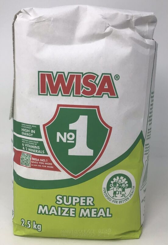 Iwisa No.1 Super Maize Corn Meal: 2.5 KG / 5.5 Lbs Made in South Africa
