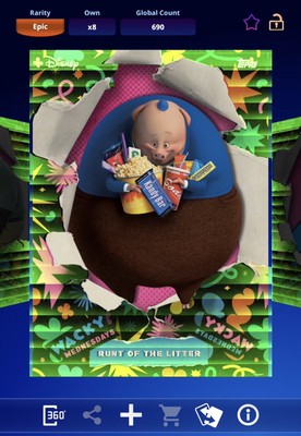 RUNT OF THE LITTER-EPIC WACKY WEDNESDAYS SERIES 1 HOLOGRAM-TOPPS DISNEY COLLECT