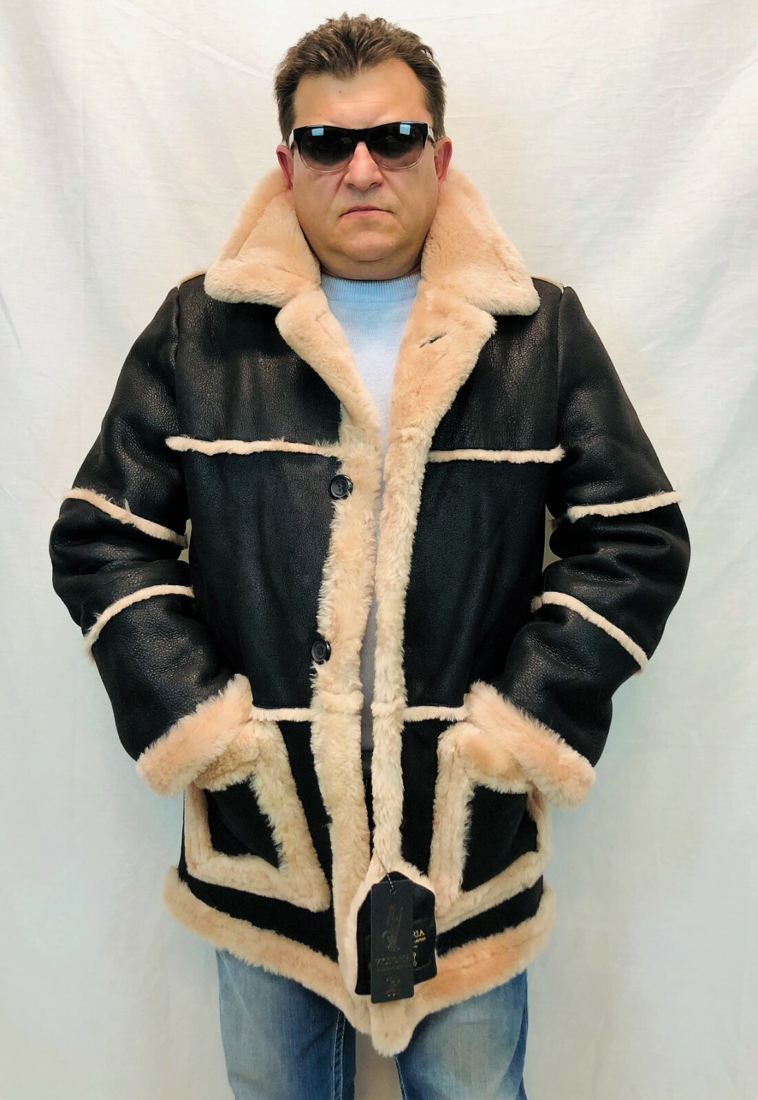 Pre-owned Victoria Brown /beige 100% Sheepskin Shearling Leather Marlboro Trench Coat Jacket Xs-8xl