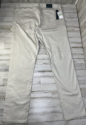 Perry Ellis Mens Slim Fit Solid Stretch ExtensibleDress Pants Stone Size 34x32