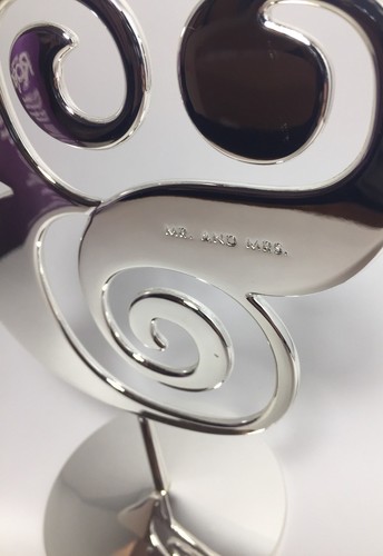 Kate Spade New York Darling Wedding Point Cake Topper Silver Engraved Mr & Mrs