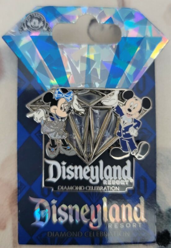 Disneyland 60th Diamond Anniversary Celebration Mickey and Minnie Mouse Pin New