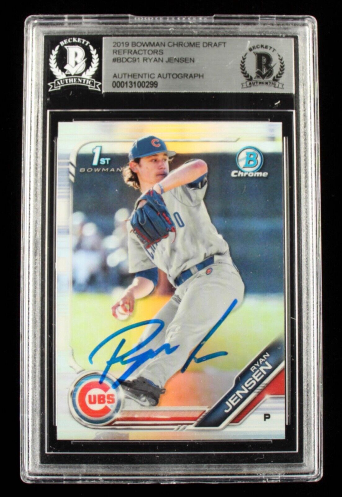 Ryan Jensen ROOKIE CARD Signed 2019 Bowman 1st ed Chrome Draft Refractors #BDC91. rookie card picture