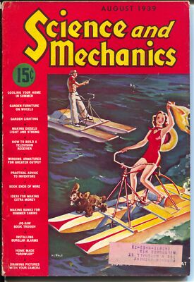 PULP:  Science and Mechanics 8/1939-standard pulp magazine format-swimsuit-VG