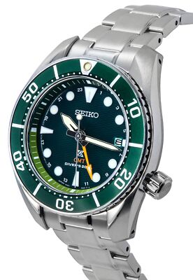 Pre-owned Seiko Prospex Sea Aqua Sumo Gmt Green Dial Solar Diver Sfk003j1 200m Mens Watch