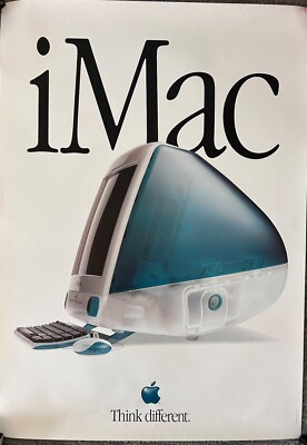 Original Apple Computer iMac Bondi Blue Poster 23 1/2 x 33