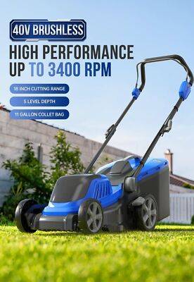 Electric Lawn Mower 40V Brushless 18'' Cordless, 5 Cutting Height Adjustments