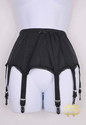 Revival Lingerie 8 Strap Satin Stretch Suspender Belt Style 78 Black S 25''/26''