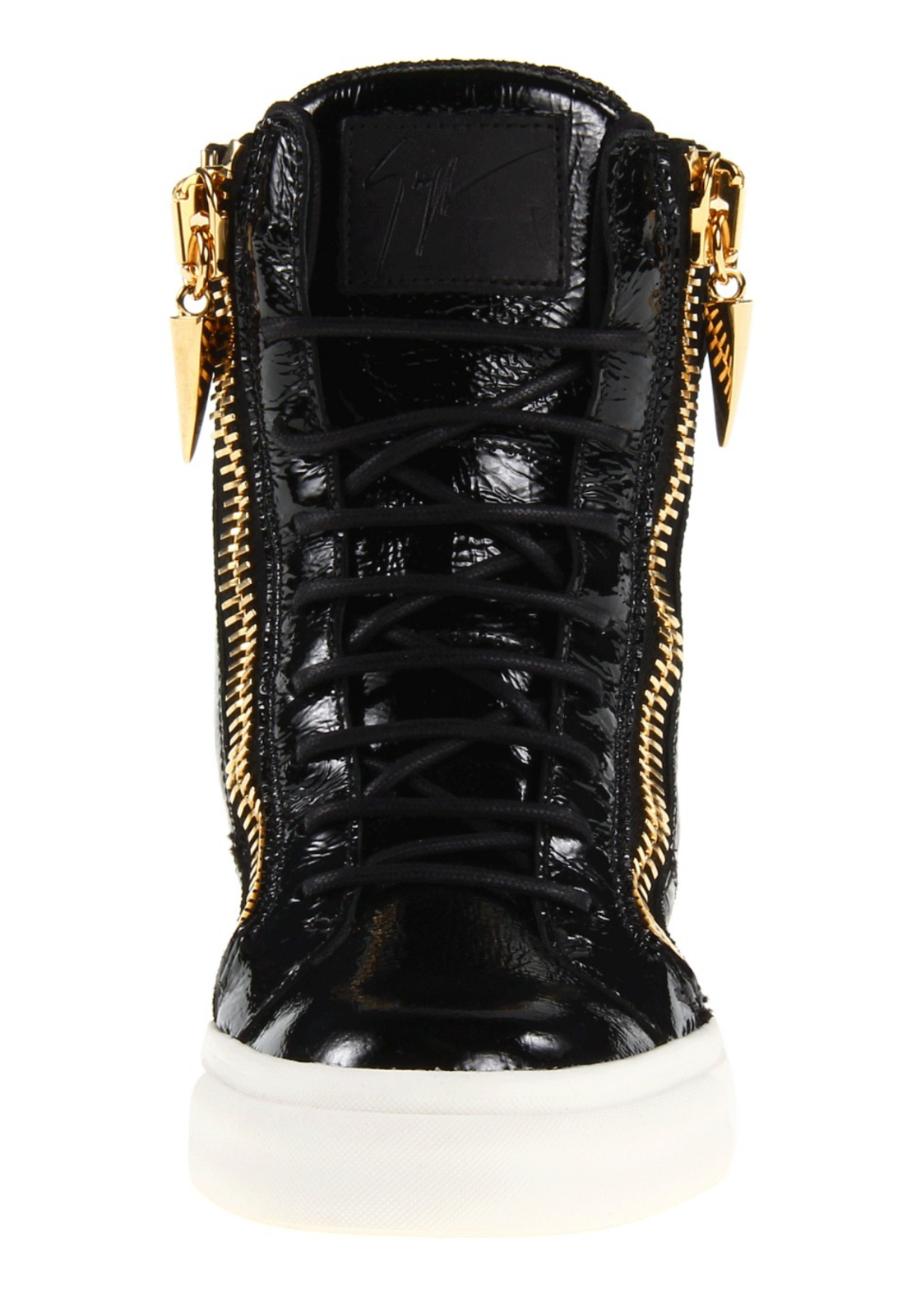 Pre-owned Giuseppe Zanotti Patent Leather London Sneakers Trainers High Top Shoes 41 In Black