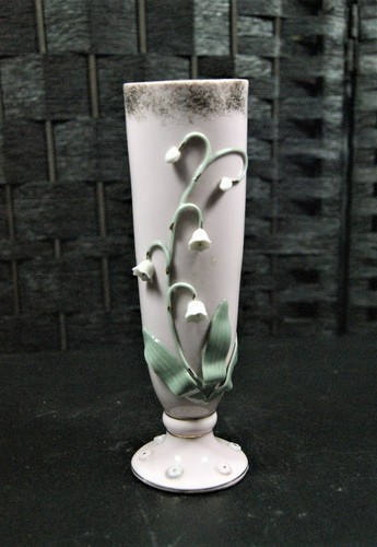 Vintage Napco Porcelain Pink Floral Bud Vase 7.5