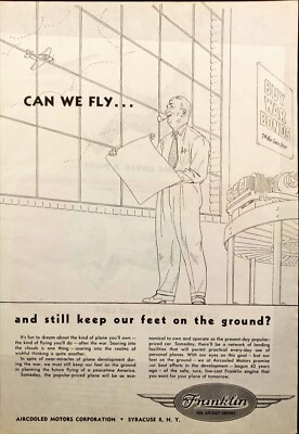 1945 Franklin Aircraft Engines Peacetime Aircooled Motors Syracuse NY Print Ad