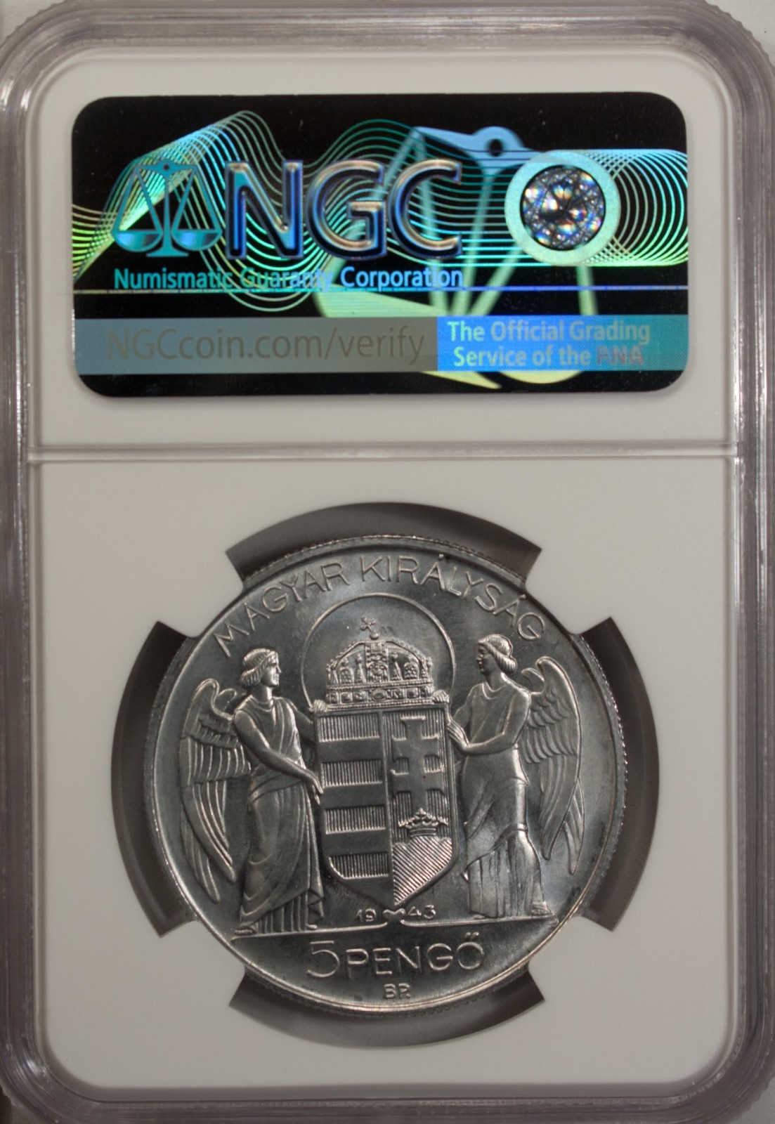 Hungary 5 Pengo 1943 BP NGC MS 65 UNC Aluminum Admiral Miklos Horthy