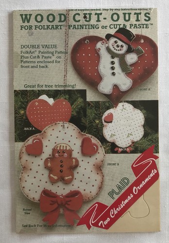 Lot 5 Plaid Wood Cut Outs Arts Craft Kit Christmas Ornaments NEW Unopened