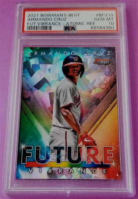2021 Bowman's Best ''Armando Cruz'' Fut. Vibrance ~ Atomic Ref. RC PSA Gem Mt. 10
