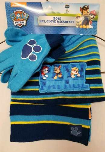 Boys Paw Patrol Hat, glove and scarf  Set. One size fits most  NWT