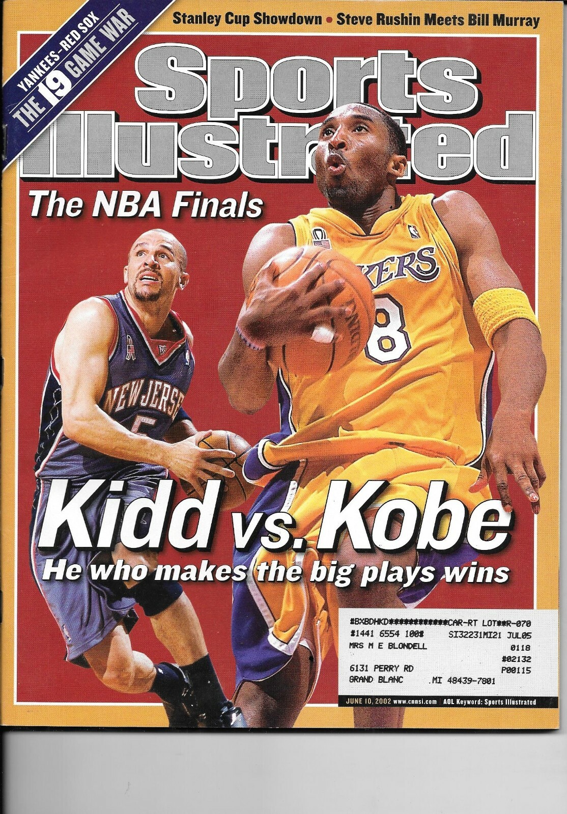 JUNE 10, 2002 KOBE BRYANT SPORTS ILLUSTRATED LOS ANGELES
