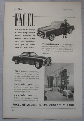1951 Facel-Metallon Original advert No.1