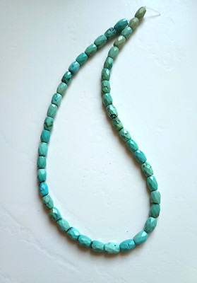 FACETED CLOUD MOUNTAIN TURQUOISE 6.5x7-8MM BARREL BEADS - 16'' STRAND - 3211E