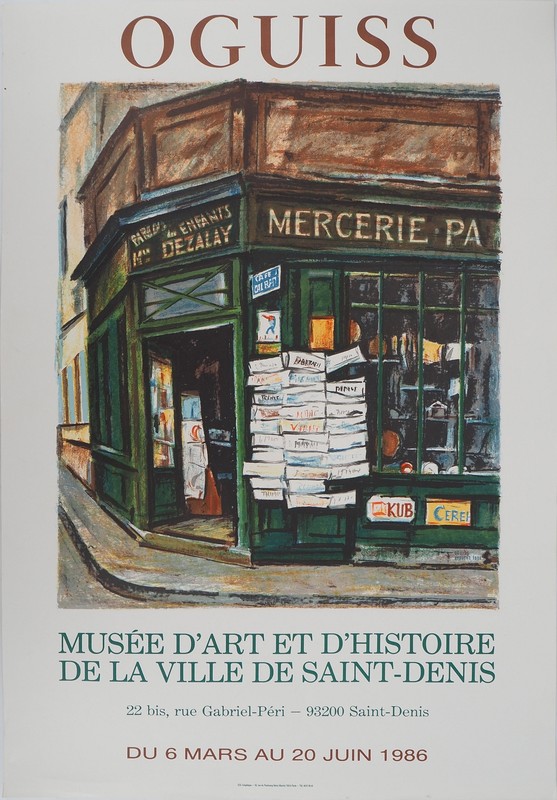 Takanori Oguiss : Commerce Parisien, Affiche En Lithographie Originale SignÃ©E