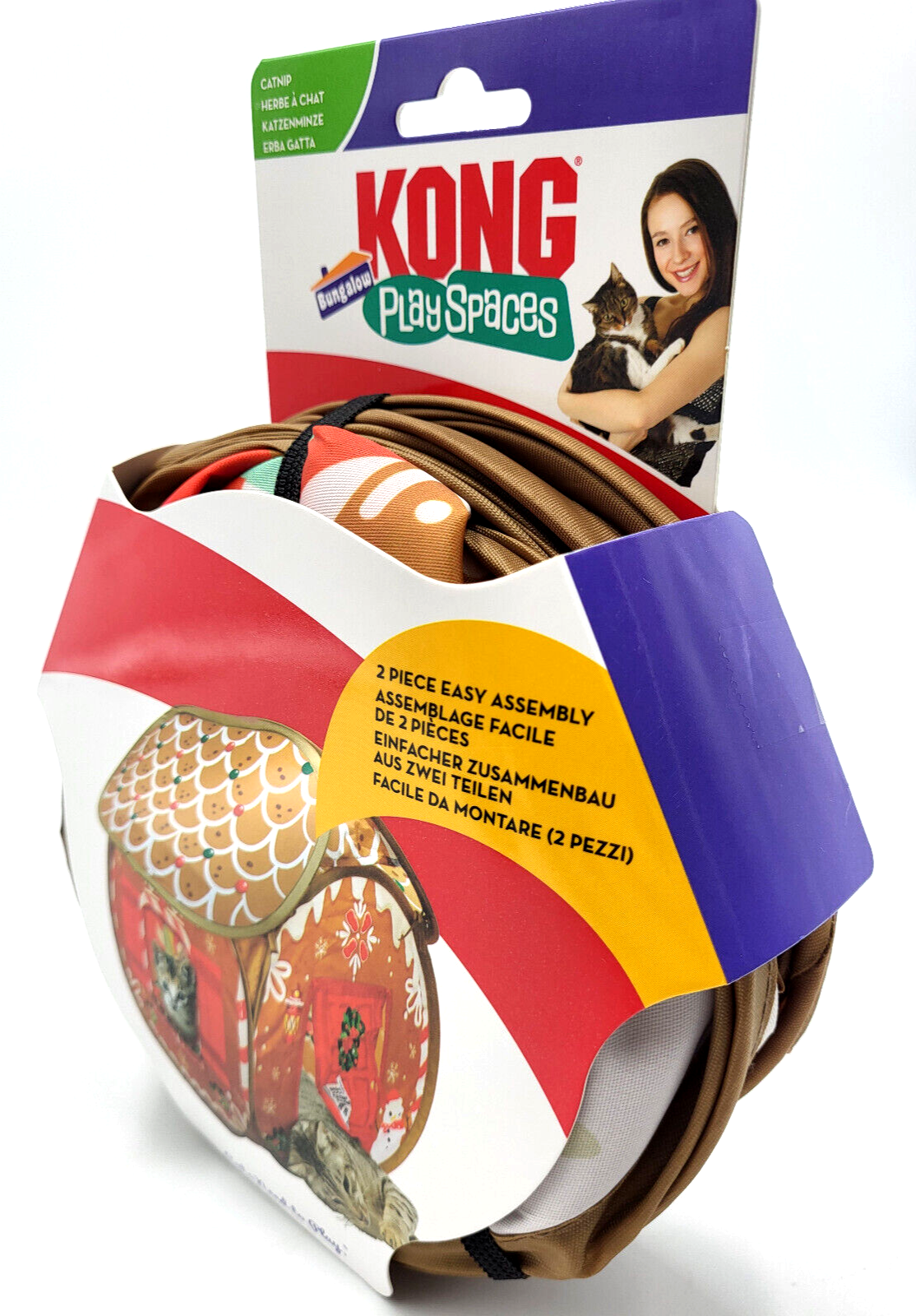 Kong Play Spaces Holiday Christmas Gingerbread Bungalow w/ Catnip Cat Kitten Toy