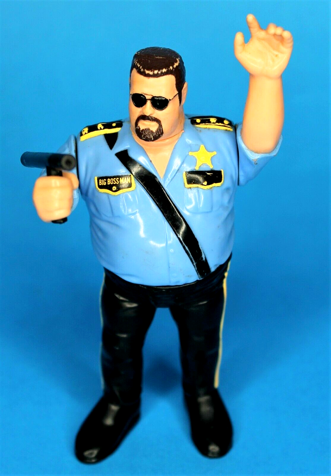 未開封 TOY BIG BOSS MAN ハズブロ フィギュア スタンプ WWF WWF Big Boss Man Figure Complete w/Nightstick Series 1