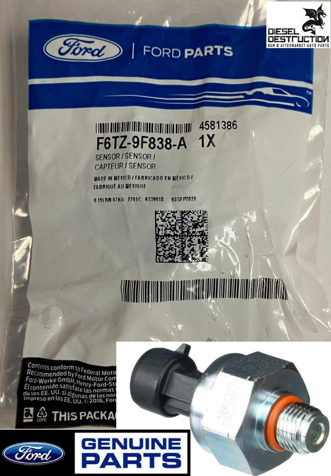 New Genuine OEM Ford  F6TZ-9F838-A ICP Sensor 7.3L for 97-03  - Free Shipping !