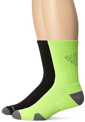 New Balance Crew Core Performance Socks, Unisex 2-Pack Black & Hi-vis Green